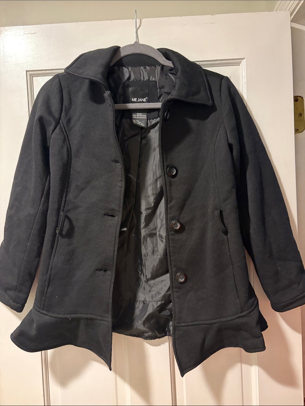 Me Jane Black Peacoat with Flared Hem
